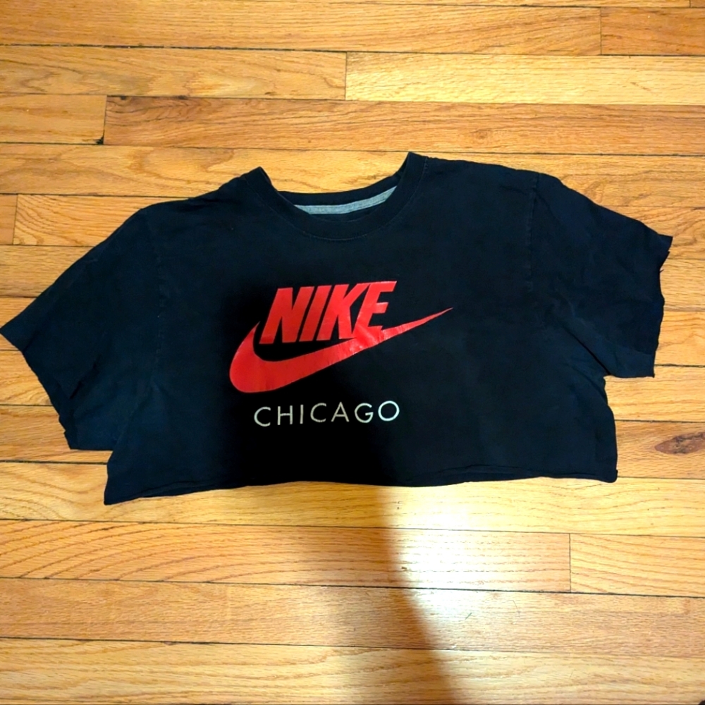 Nike Chicago - super short homemade crop top - Black - Unisex/Men's Large